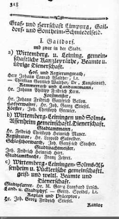 Beamte in Limpurg, Gaildorf, Sontheim, Schmiedelfeld