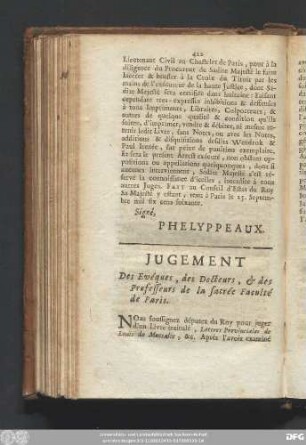 Jugement Des Evéques, des Docteurs, & des Professeurs de la sacrée Faculté de Paris.
