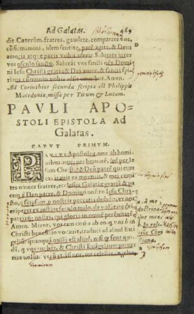 Pauli Apostoli Epistola Ad Galatas.