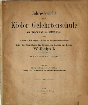 Jahresbericht : über das Schuljahr .... 1872/73 (1873)
