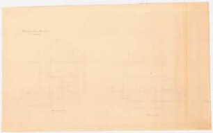 Wohnhaus Franz Wertheim, Berlin-Grunewald 2. Projekt: Aufriss der Seitenansicht 1:100, Querschnitt, 1:100