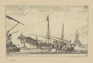 Galeeren und Beiboote (Acht Seestücke, Bl. 6)