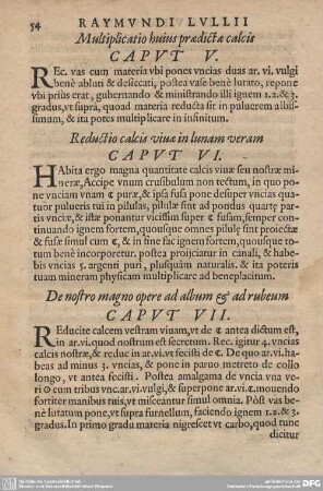 Reductio calcis vivae in lunam veram CAPUT VI.