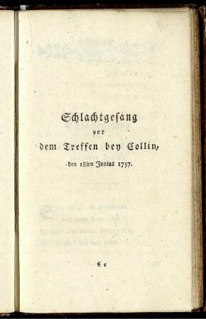 Schlachtgesang vor dem Treffen bey Collin, den 18ten Junius 1757