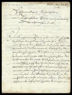 Brief von Wilhelm Friedrich Thülmeyer an Friedrich Lucae