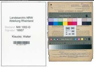 Entnazifizierung Walter Klaucke, geb. 26.04.1893 (Vertreter)