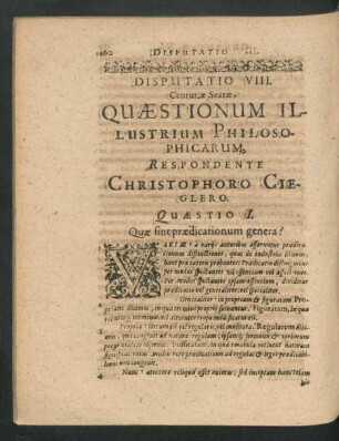 Disputatio VIII. ... Respondente Christophoro Gieglero