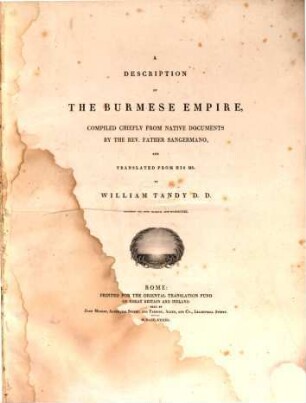 A Description of the Burmese Empire