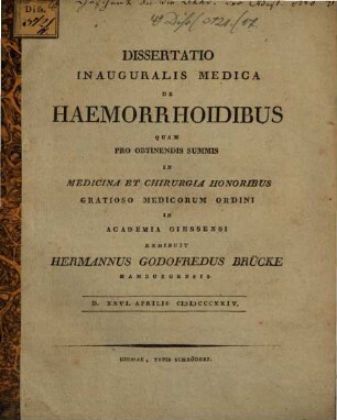 Diss. inaug. med. de haemorrhoidibus