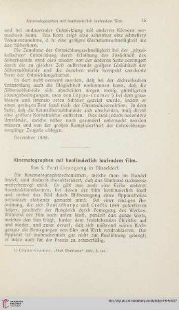 Kinematographen mit kontinuierlich laufendem Film