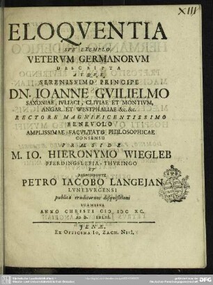Eloquentia sub exemplo veterum Germanorum descripta