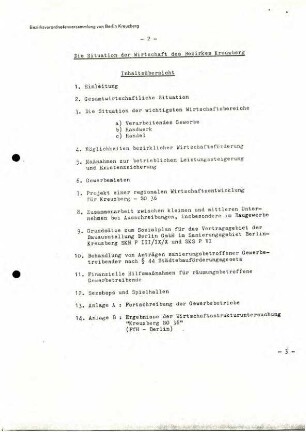 Stellungnahmen: Wirtschaftsentwicklung in Kreuzberg SO 36, 1982-1983