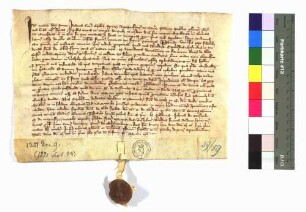 Das geistliche Gericht zu Speyer vidimiert eine Urkunde von 1271 September 24 betreffend den Zehnten zu Waldprechtsweier.