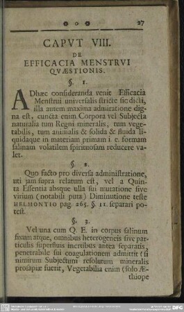 Caput VIII. De Efficacia Menstrui Quaestionis