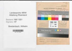 Entnazifizierung Wilhelm Breidenbach , geb. 12.05.1899 (Werkmeister)