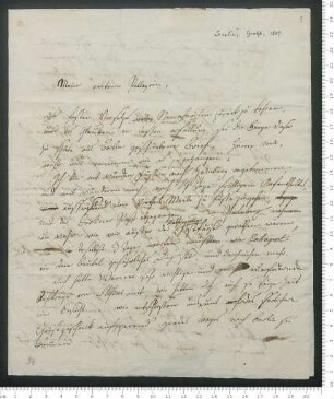 Brief von Adelbert von Chamisso an Friedrich de La Motte- Fouqué