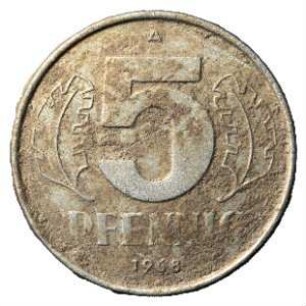 Fundmünze, 5 Pfennig, 1968