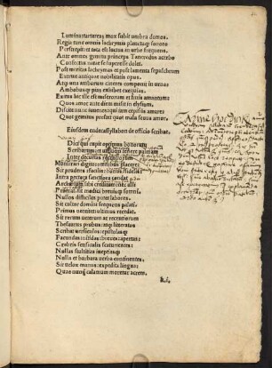 Eiusdem endecassyllabon de officio scribae.