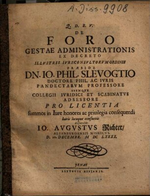 De Foro Gestae Administrationis
