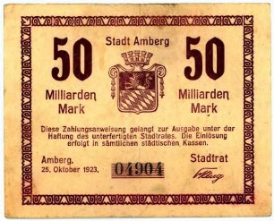 Geldschein / Notgeld, 50 Milliarden Mark, 25.10.1923