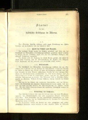 Statut für das städtische Leihhaus in Altona.
