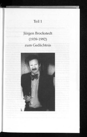 Teil 1 : Jürgen Brockstedt (1939 - 1992) zum Gedächtnis