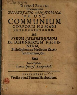 Diss. anat. de usu communium corporis humani integumentorum