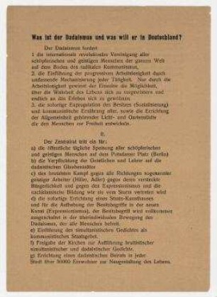 Was ist der Dadaismus und was will er in Deutschland? Berlin