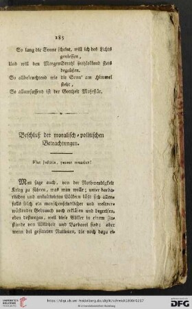 Beschluß der moralisch-politischen Betrachtungen