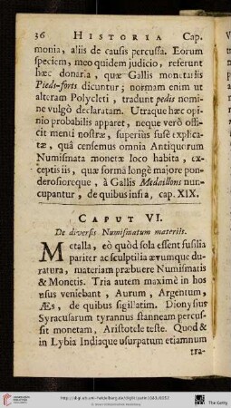 Caput VI: De diversis Numismatum materiis