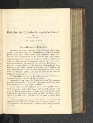 Elektrolyse der Alkalisalze der organischen Säuren
