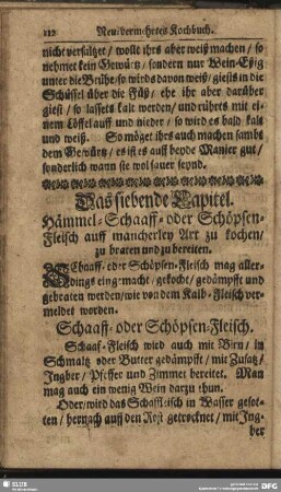 Das siebende Kapitel. Hämmel-, Schaaff- oder Schöpsen-Fleisch