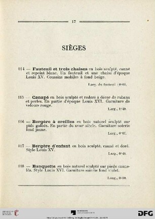 Sièges (Nr. 114-124)