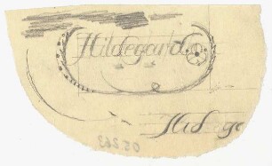 Kalligrafiestudie : Namenszug Hildegard von Zackenornamenten umgeben