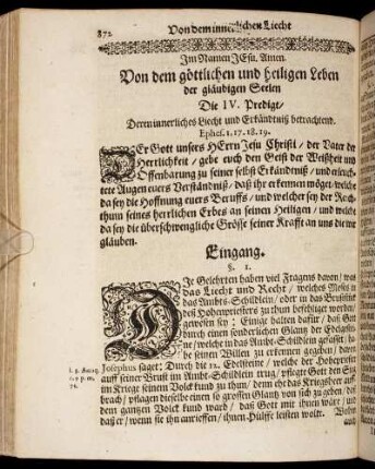 Die IV. Predigt/ Deren innerliches Liecht und Erkänndtniß betrachtend.