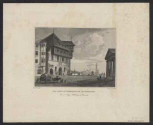 Ansicht des Konziliumsgebäudes in Konstanz am Bodensee, Stahlstich, um 1840? : Das Conciliumsgebäude in Constanz / Gez. v. J. Lange. Stahlst. v. L. Rohbock. - Darmstadt : G.G. Lange , [um 1840?]. - 1 Ansicht : Stahlstich ; 15 x 11 cm