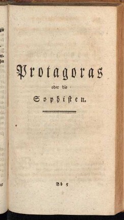 Protagoras oder die Sophisten.