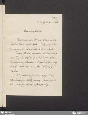 [list wot: towarstwo „Societas Slavica Budissinensis“, 27.11.1908]