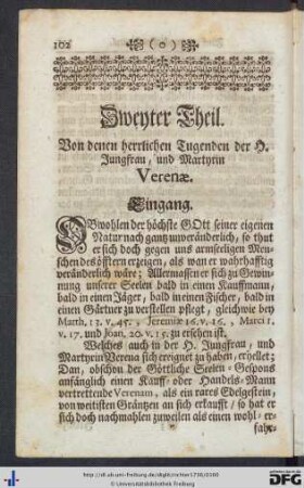 Zweyter Theil. Von denen herrlichen Tugenden der H. Jungfrau und Martyrin Verenae.
