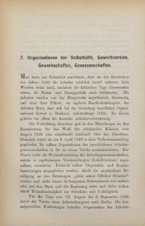 7. Organisationen der Selbsthülfe, Gewerkvereine, Gewerkschaften, Genossenschaften