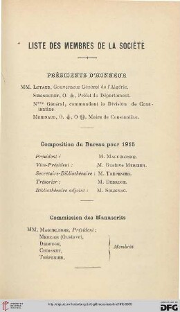 Liste des membres de la Société