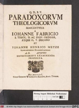 Paradoxorum Theologicorum Semicenturia