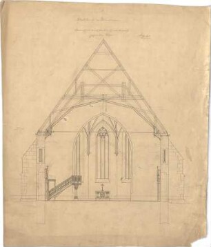 Dolmetsch, Heinrich; Blaubeuren; Ev. Stadtkirche, Restaurierung - Schiff u. Chor (Ansicht m. Schnitt)