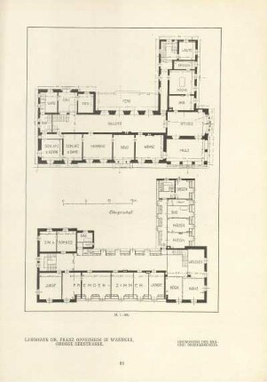 Landhaus Dr. Franz Oppenheim in Wannsee, Grosse Seestrasse. Grundrisse des Erd- und Obergeschosses