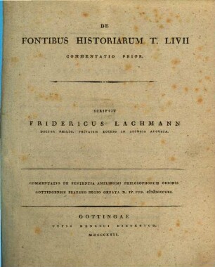 De fontibus historiarum T. Livii commentatio .... 1