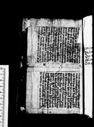 Handschriftenmakulatur (Pergamentdoppelblatt, lat. Gebet und Litanei, lat., 14. Jh.)