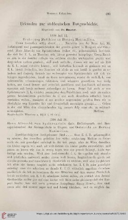 1: Urkunden zur süddeutschen Baugeschichte