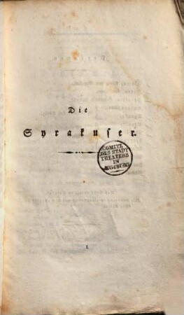 Die Syrakuser : ein Trauerspiel in fünf Acten
