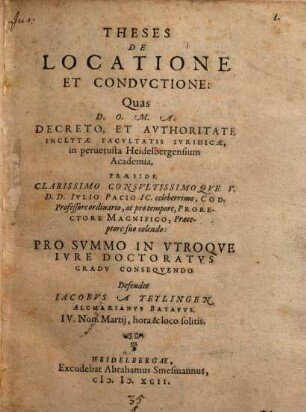 Theses de locatione et conductione