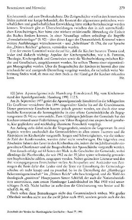 100 Jahre Apostelgemeinde Hamburg-Eimsbüttel, hrsg. vom Kirchenvorstand der Apostelgemeinde : Hamburg, 1990